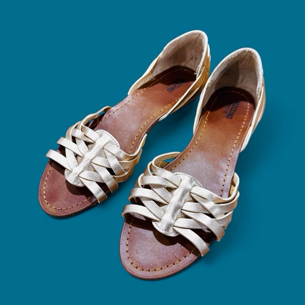 Mossimo Supply Co Women Sandal 7 Rose Gold Woven Huarache Slip On 80s Boho Retro